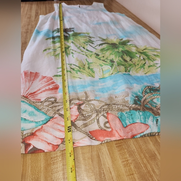 J.JILL Love 100% Linen Blue Beach Palm Tree Tropical Print Dress, size M - Picture 10 of 11